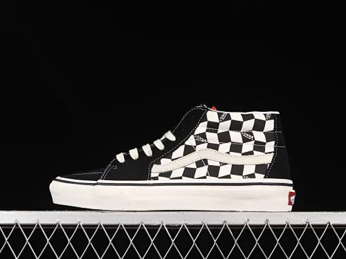 All categories Vans Vans series Vans Mid Vans China Vans Sk8-Mid Vans official black and white checkerboard Chinese casual sneakers VN0A391FJB2